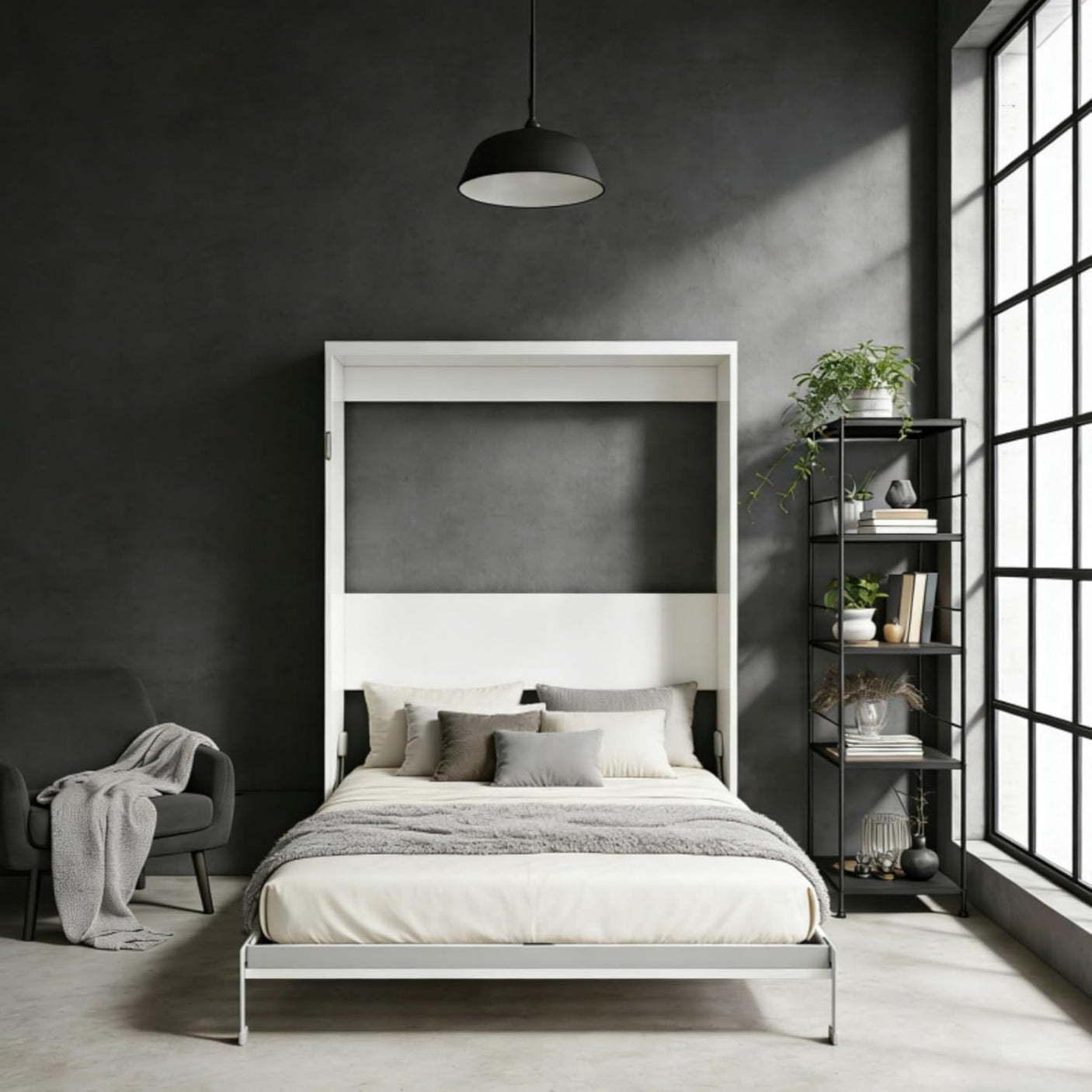 Queen Size Murphy Bed with Desk | Space-Saving Foldable Wall Bed | Yechen Home
