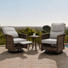Outdoor Swivel Chair Set | PE Wicker Patio Conversation Set with Cushions | Beige