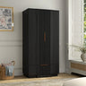 Yechen 67" Fluted Black Armoire Wardrobe with Doors & Drawer - Modern Wood Closet Cabinet