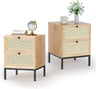 Boho Rattan Drawers Sidetable Nightstand 2 Packs