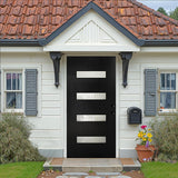 YECHEN 36" x 80" Fiberglass Pre-Hung Front Door, Contemporary Black Entry Door with Frosted Privacy Glass (Left/Right Hand Inswing)