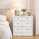 31.5" Oversized Nightstand with 3 Drawers | Light Oak, Ivory White & Walnut