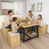 47 Inch Corner Dining Table Set with Storage Stool and Storage Bench