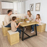 47 Inch Corner Dining Table Set with Storage Stool and Storage Bench
