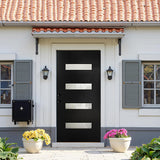 YECHEN 36" x 80" Fiberglass Pre-Hung Front Door, Contemporary Black Entry Door with Frosted Privacy Glass (Left/Right Hand Inswing)