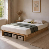 Platform Bed Frame with Dovetail Joinery – 10-Min Assembly, Wood Slats, No Box Spring, Natural| Walnut
