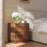 Curved Nightstand with Hidden Drawer | Mid-Century Modern Bedside Table | Walnut