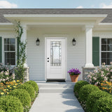 YECHEN 36" x 80" Fiberglass Pre-Hung Front Door, Contemporary Black Entry Door with Frosted Privacy Glass (Left/Right Hand Inswing)