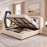 Yechen Bouclé Cloud Bed Frame, Queen & King, Standard or Lift-Up Storage