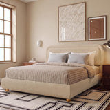 Upholstered Boucle Platform Bed Frame, No Box Spring, 800 lb Capacity – Full & Queen