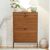 Yechen Shoe Cabinet with Flip Doors, 2 Flip Drawers + Top Drawer, Slim Entryway Organizer for Hallway & Living Room, Walnut