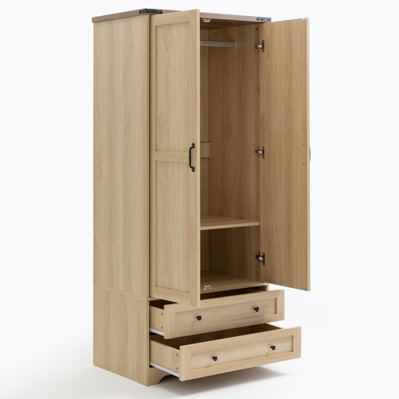 71" Modern Wooden Armoire Wardrobe Closet with Drawers & Shelves