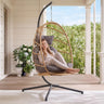 Egg Hanging Chair with Stand, Footrest & Cushion | Patio & Bedroom, Natural Grey