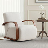 Wood Armrest Single Swivel Sofa Chair