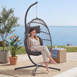 Egg Hanging Chair with Stand & Cushion | Patio & Bedroom, Charcoal Grey