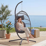 Egg Hanging Chair with Stand & Cushion | Patio & Bedroom, Charcoal Grey