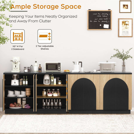 Arched Reeded Design Sideboard Buffet Cabinet