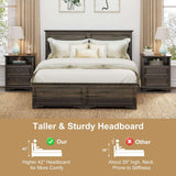 Farmhouse Queen Size Bed Frame with 4 Storage Drawers