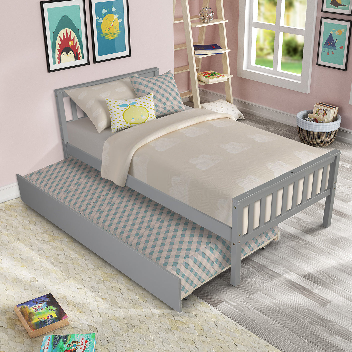 Twin Platform Bed with Trundle