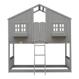 Twin over Twin House Bunk Bed with Roof