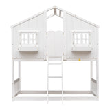 Twin over Twin House Bunk Bed with Roof