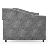 Modern Linen Upholstered Daybed with Double Drawers