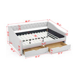 Modern Linen Upholstered Daybed with Double Drawers