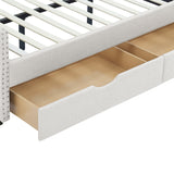 Modern Linen Upholstered Daybed with Double Drawers