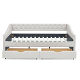 Modern Linen Upholstered Daybed with Double Drawers