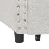 Modern Linen Upholstered Daybed with Double Drawers