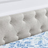 Modern Linen Upholstered Daybed with Double Drawers
