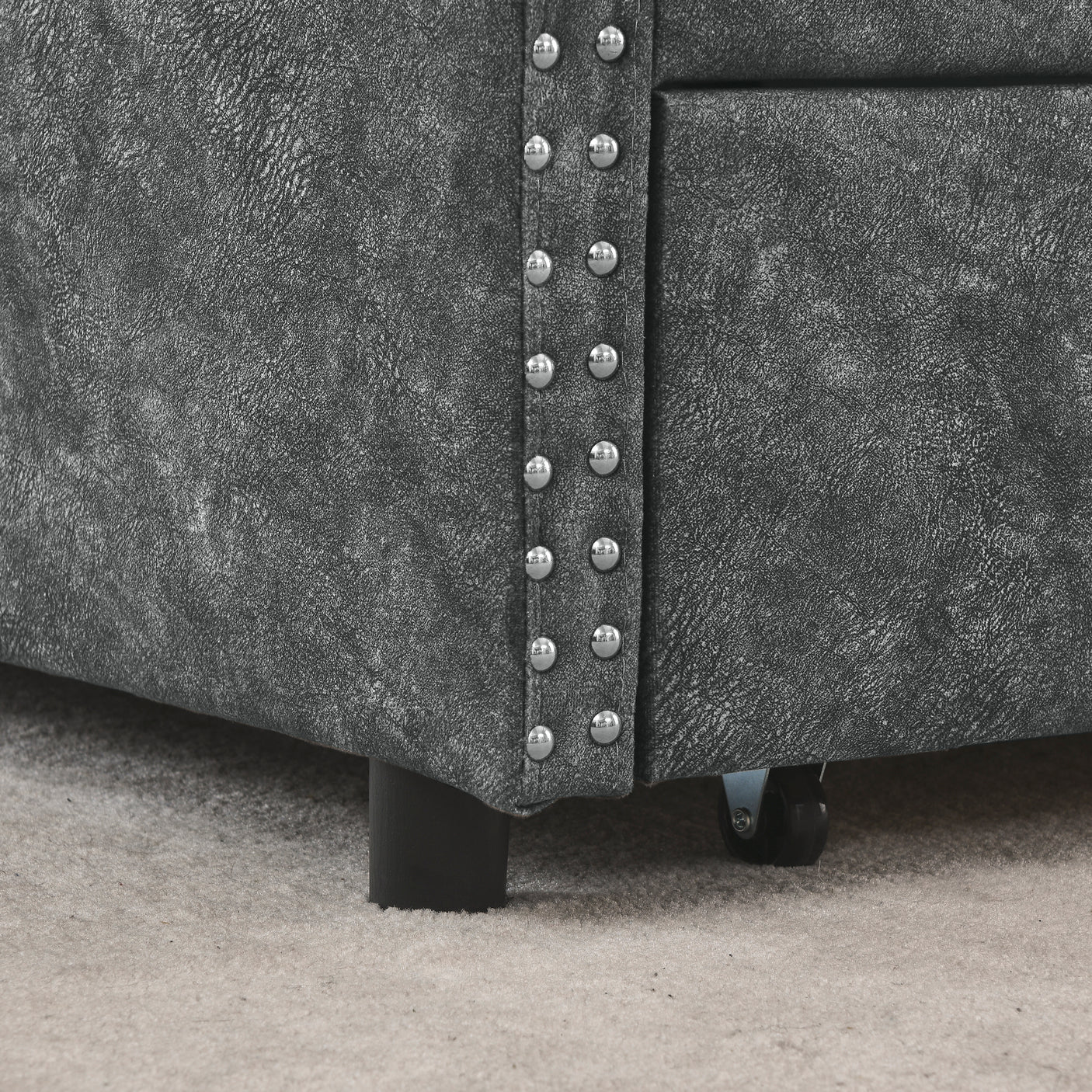 Modern Linen Upholstered Daybed with Double Drawers