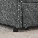 Modern Linen Upholstered Daybed with Double Drawers