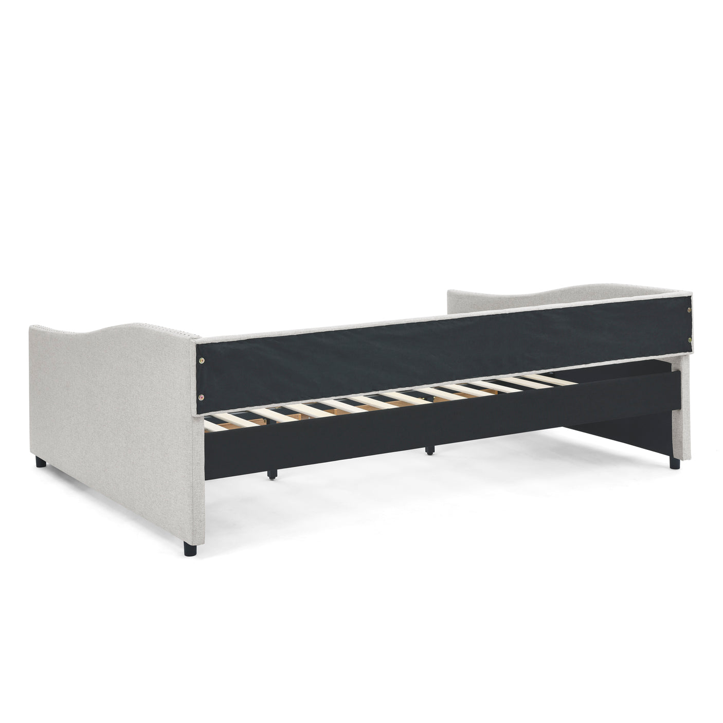 Modern Linen Upholstered Daybed with Double Drawers
