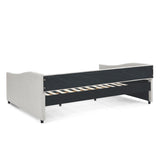 Modern Linen Upholstered Daybed with Double Drawers