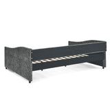 Modern Linen Upholstered Daybed with Double Drawers