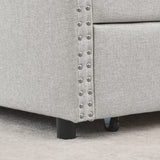 Modern Linen Upholstered Daybed with Double Drawers