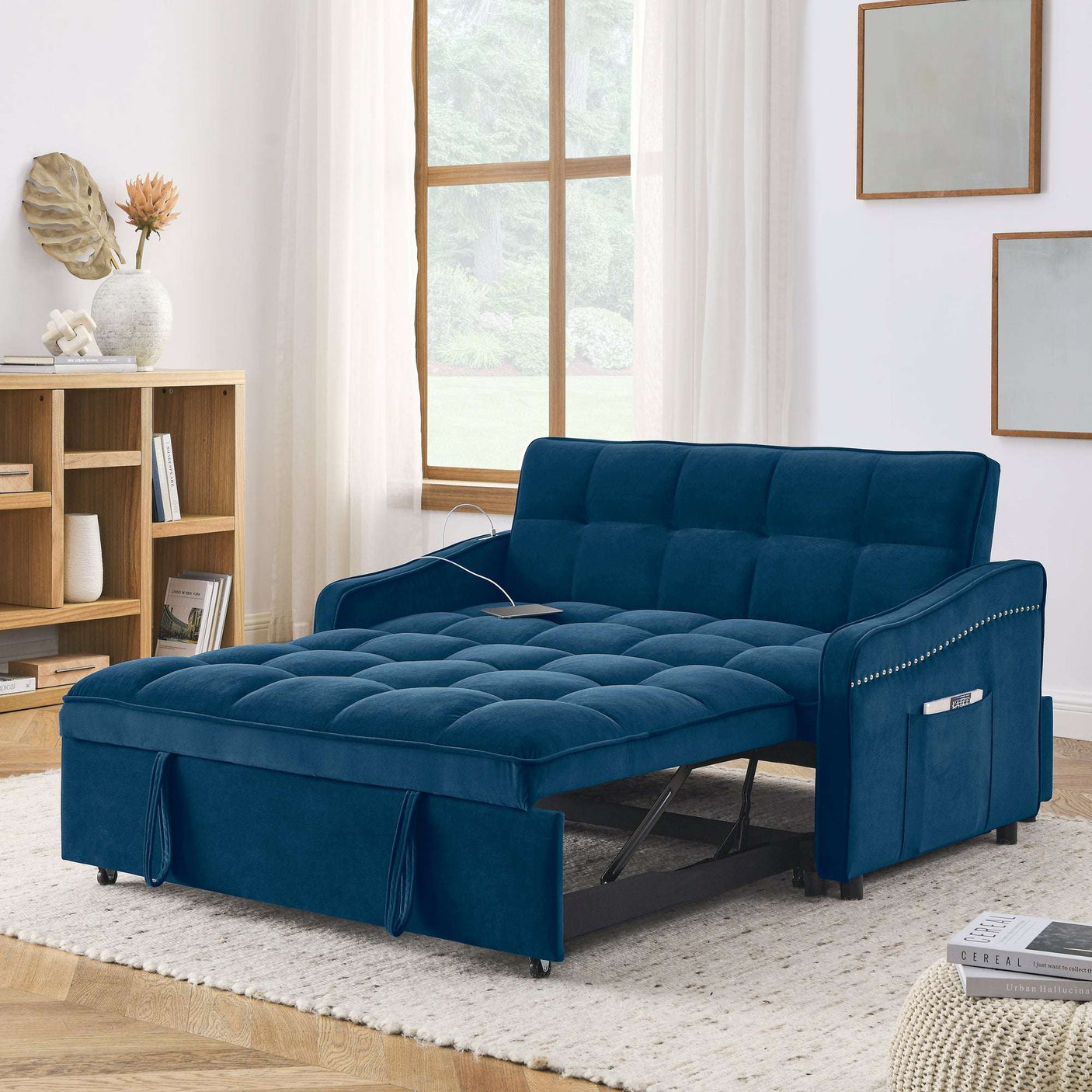 69'' 3-in-1 Folding Convertible Loveseats Sofa Bed