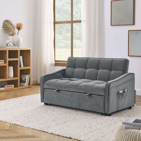 69'' 3-in-1 Folding Convertible Loveseats Sofa Bed