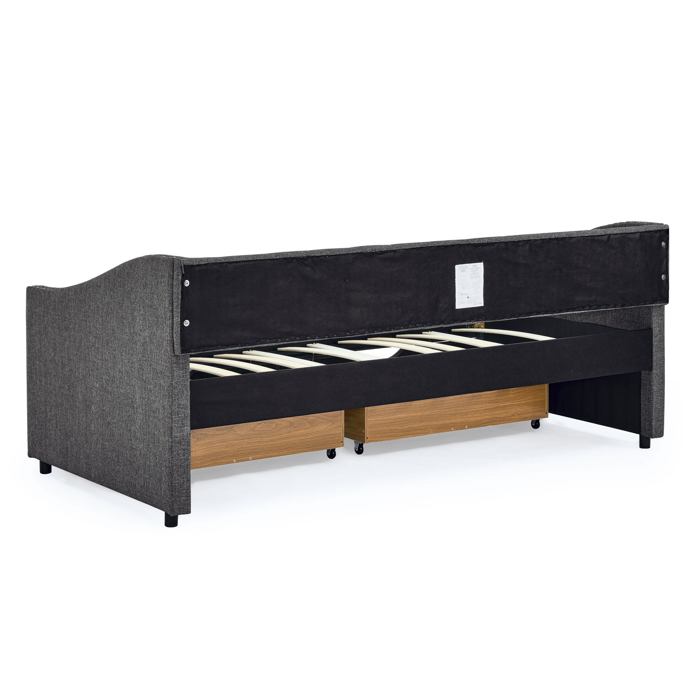 Modern Linen Upholstered Daybed with Double Drawers