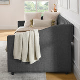 Modern Linen Upholstered Daybed with Double Drawers