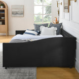Modern Linen Upholstered Daybed with Double Drawers