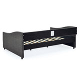 Modern Linen Upholstered Daybed with Double Drawers