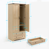 71" Modern Wooden Armoire Wardrobe Closet with Drawers & Shelves