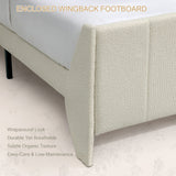 Yechen Boucle Upholstered Bed Frame Wingback Bed with Enclosed Design