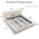 Premium Upholstered Platform Bed Frame with 6.3" Padded Headboard