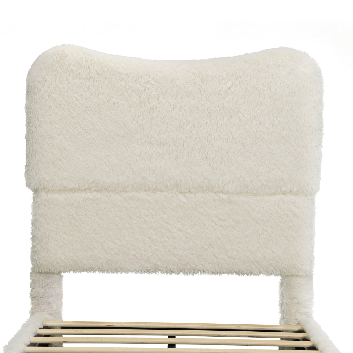 Boho Boucle Cloud Upholstered Platform Bed - Fluffy Soft Bed Frame with Rounded Corners