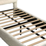 Boho Boucle Cloud Upholstered Platform Bed - Fluffy Soft Bed Frame with Rounded Corners