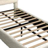 Boho Boucle Cloud Upholstered Platform Bed - Fluffy Soft Bed Frame with Rounded Corners