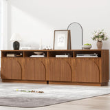Fluted Sideboard Buffet Cabinet with Arched Reeded Doors - Mid Century Modern Storage